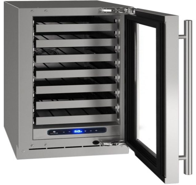 U-Line 5 Class Collection 24” 5.2 Cu. Ft. Stainless Steel Wine Cooler with Reversible Hinge Glass Door-2