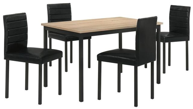 Coaster® Garza 5-Piece Black/Greige Oak Rectangular Dining Table Set-0