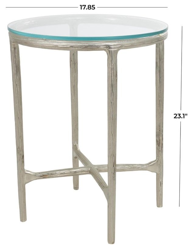 Deco Marche U Select Glass Top Accent Table with Silver Base-3