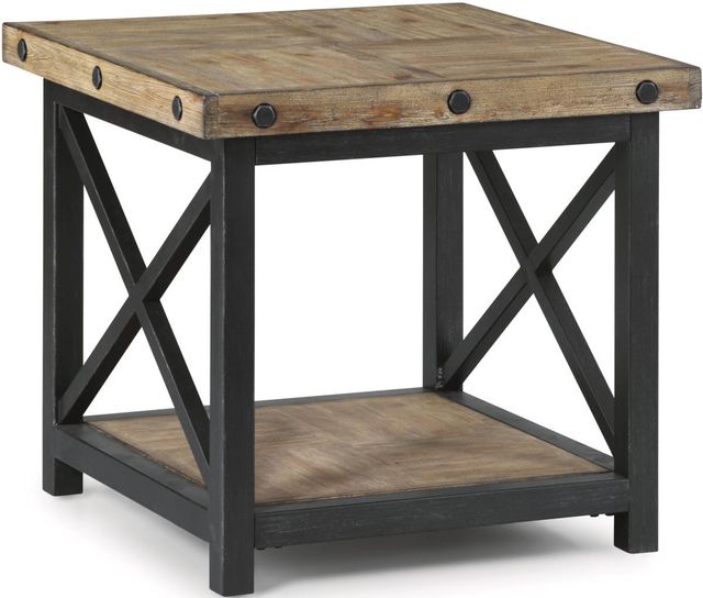Flexsteel® Carpenter Light Brown Lamp Table with Black Metal Frames-0