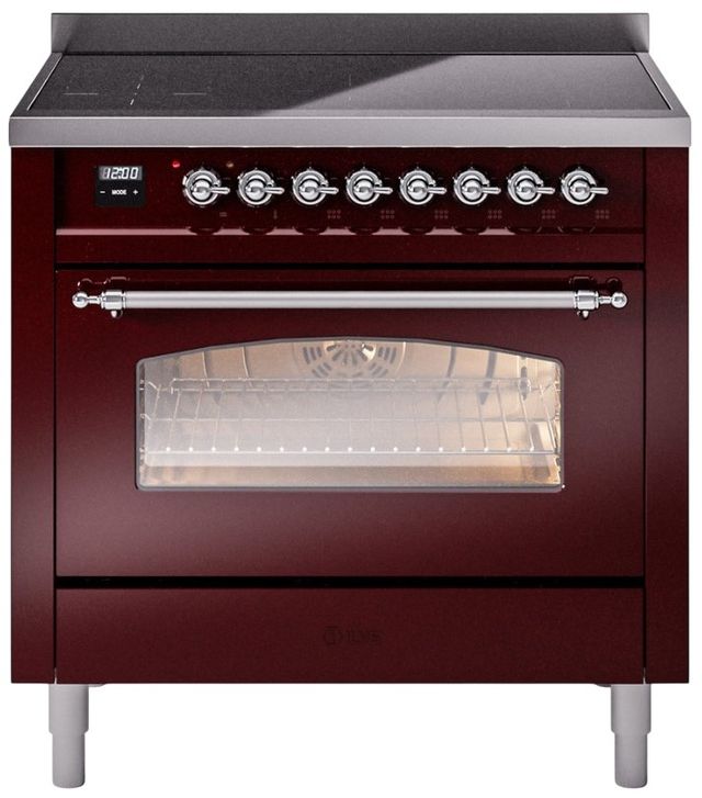 Ilve® Nostalgie II Series 36" Burgundy Pro Style Induction Range-0