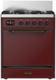 Ilve® Majestic III 30" Burgundy Pro Style Dual Fuel Natural Gas Range with 5 Black Brass Burners and Burnished Trim-0