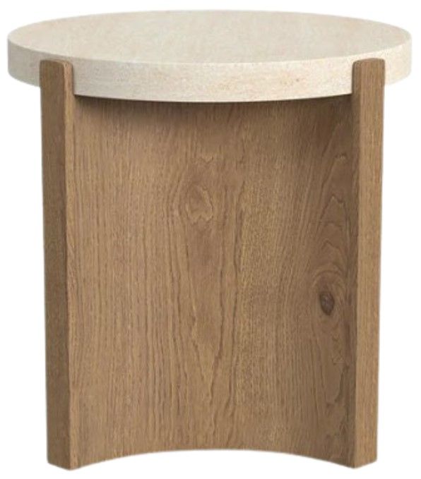 Flexsteel® Eclipse White Round End Table with Brown Base-4