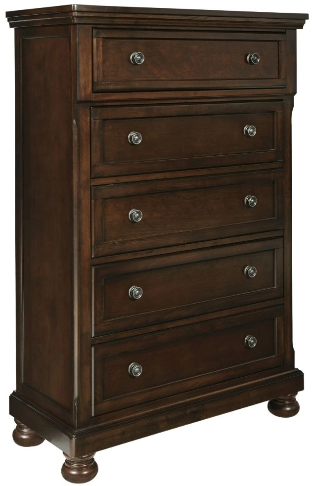未開封テリ・ワイフェンバックBetween Maple and Chestnut Millennium® by Ashley® Porter Rustic Brown Chest of Drawers