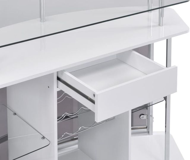 Coaster® Gideon White High Gloss/Chrome Bar Unit-2