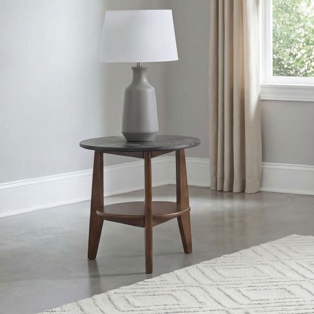 Coaster® Bradley Smokey Gray End Table with Dark Brown Base-1