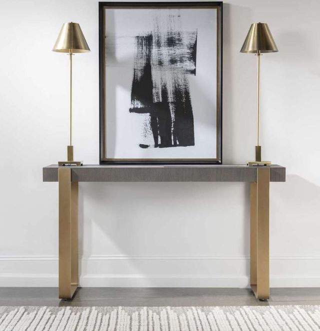 Uttermost® Kea Light Gray Console Table with Brushed Brass Base-1