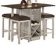 Furniture of America® Bingham 5-Piece Antique White Counter Table Set with Dark Brown Top -0