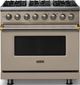 Viking® 5 Series 36" Nantucket Pro Style Dual Fuel (NG) Range with Brushed Brass Trim-0