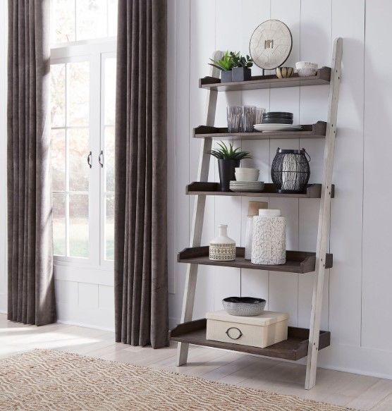 Liberty Furniture Farmhouse Brown/White Leaning Bookcase-1