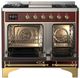 Ilve® Majestic III 40" Burgundy Pro Style Dual Fuel Natural Gas Range with Triple Glass Door and Brass Trim-1