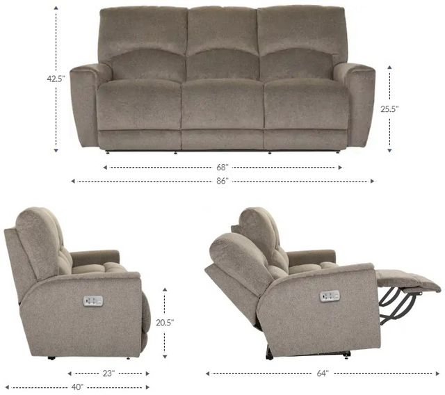 La-Z-Boy® Cassian Suede Power Reclining Sofa with Headrest and Lumbar-2