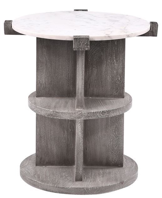 Coast2Coast Home™ Lakeport White Chairside Table with Gray Base-3