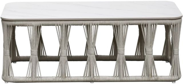 Intercon Alexa White Aluminum/Stone Outdoor Coffee Table-2