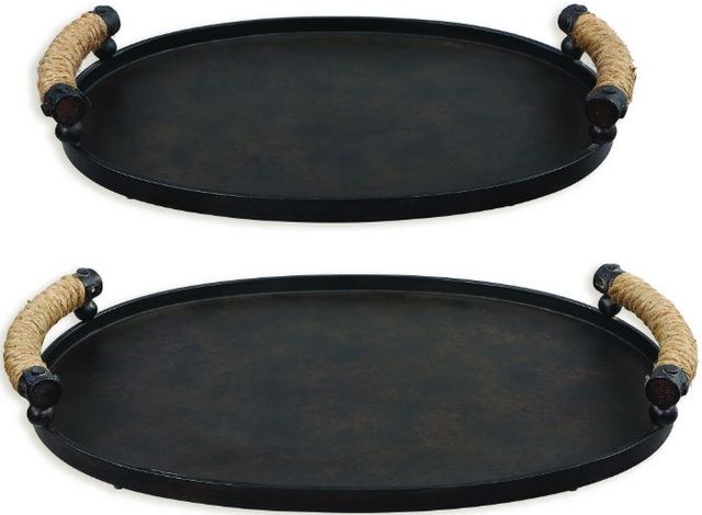 Uttermost® Viewpoint 2-Piece Bronze Tray Set-3