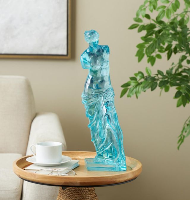 Deco Marche Cosmoliving by Cosmopolitan Light Blue Woman Tinted Decorative Sculpture-4
