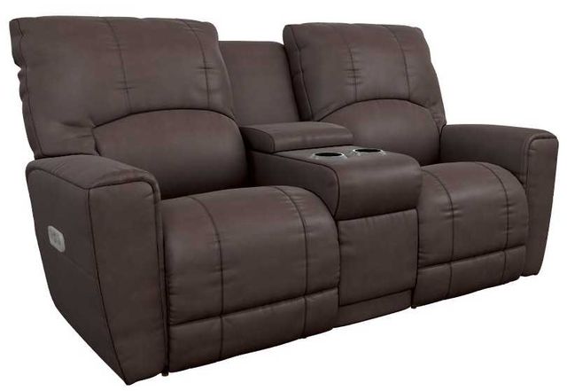 La-Z-Boy® Cassian Walnut Leather Power Reclining Loveseat with Console, Headrest, and Lumbar-0