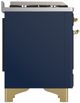 Ilve® Majestic III 40" Midnight Blue Pro Style Dual Fuel Liquid Propane Range with Triple Glass Door and Brass Trim-3