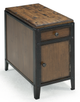 Magnussen Home® Pinebrook Distressed Natural Pine Chairside Door End Table with Black Metal Frame-0