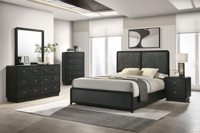 Coaster® Cavelle 5-Piece Black Youth Full Upholstered Panel Bedroom Set-0