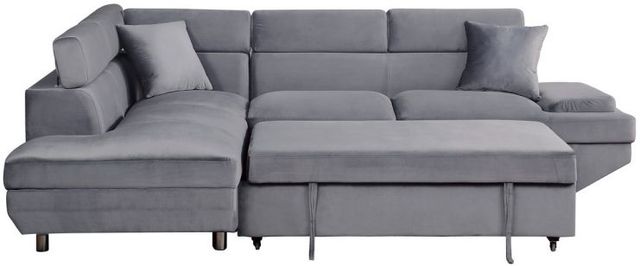 Mazin Furniture Cruz 2-Piece Gray Left-Arm Facing Pullout Sleeper Sectional and Chaise-0