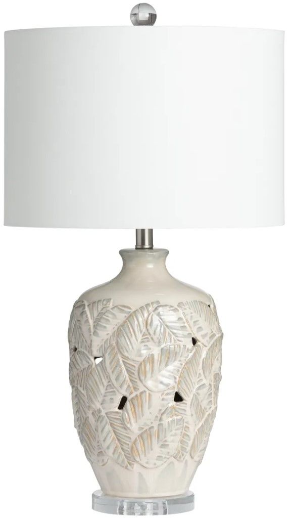 Crestview Collection Coastal Leaf Beige Table Lamp-0