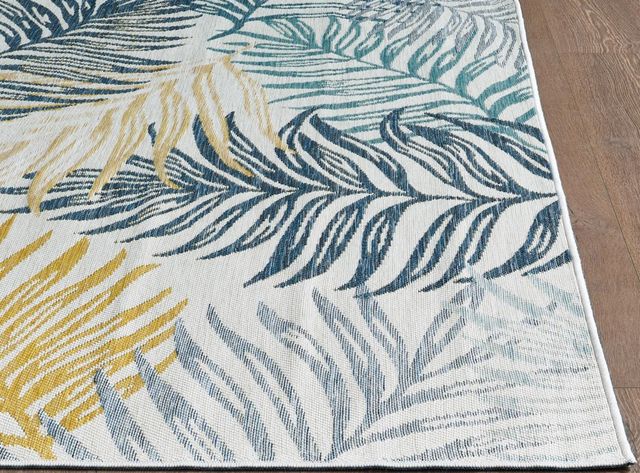 KAS Rugs Dahlia Ivory Blue Palms 5'x7' Area Rug-4