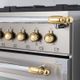 Bertazzoni Collezione Metalli Heritage Series Gold Range and Hood Decor Set-0