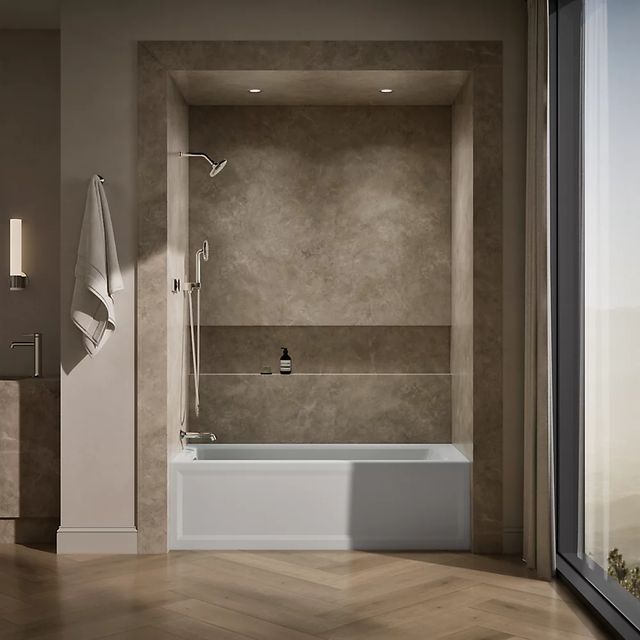 KOHLER® Archer® IceGrey 60" x 32" Alcove Bath with Bask® Heated Surface - Left Drain-3