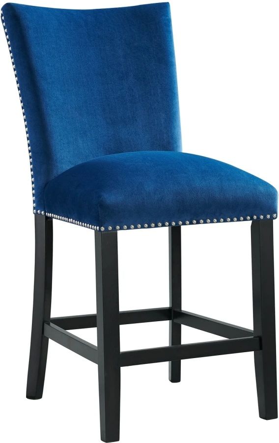Elements International Francesca Blue Velvet Counter Chair-0