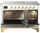 Ilve® Majestic III 48" White Pro Style Induction Range with Solid Door and Brass Trim-1