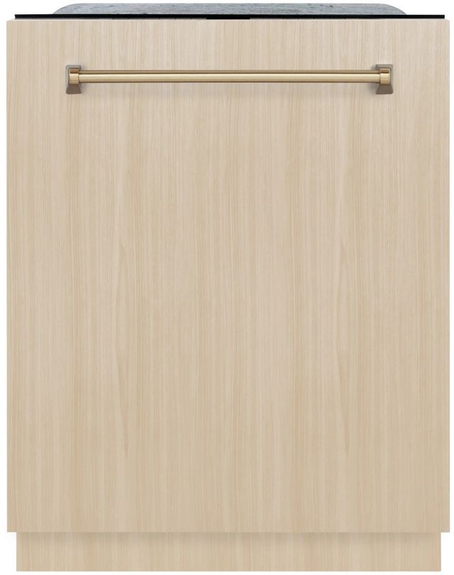 ZLINE Autograph Edition Monument 24" Panel Ready 3rd Rack Tall Tub Top Control Built In Dishwasher with Champagne Bronze Handle-0