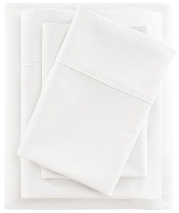 Olliix by Beautyrest White Queen 400 Thread Count Wrinkle Resistant Cotton Sateen Sheet Set-0