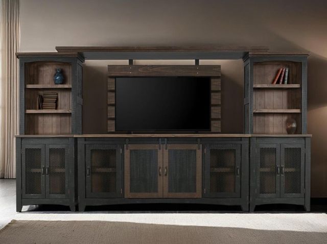 International Furniture Direct Pueblo Brown/Weathered Black TV Stand-1
