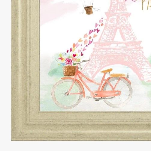 Classy Art Pink Eiffel Bike Ride by LanieLoreth Wall Art-1