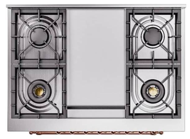 Ilve® Nostalgie II Noblesse 36'' Custom RAL Color Pro Style Dual Fuel Range with Copper Trim-2