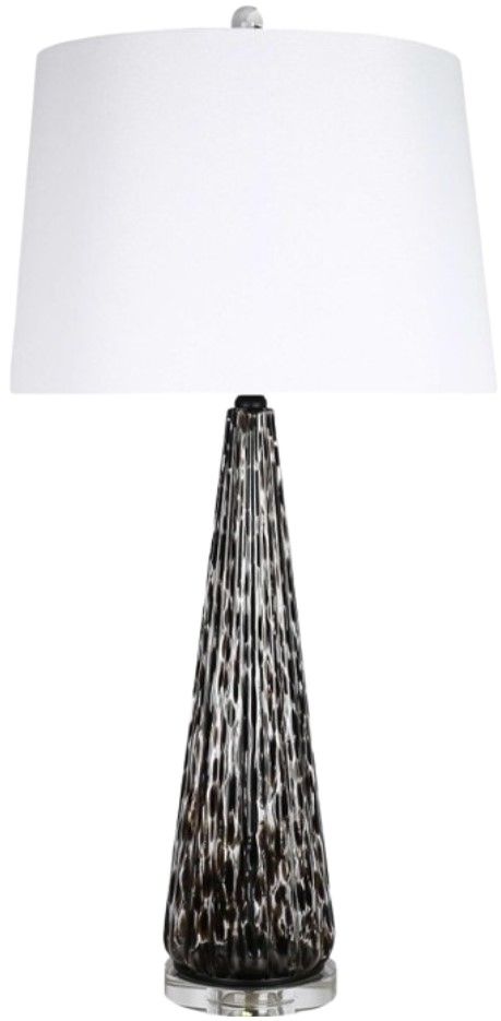 Classy Living 2-Piece Eclipse Radiance Black Art Glass Table Lamp Set-0