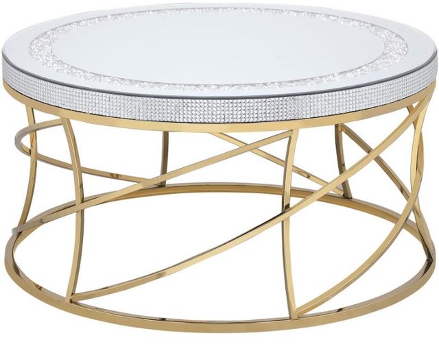 Coaster® Elise 2-Piece Mirror Top Occasional Table with Gold Base Set-2