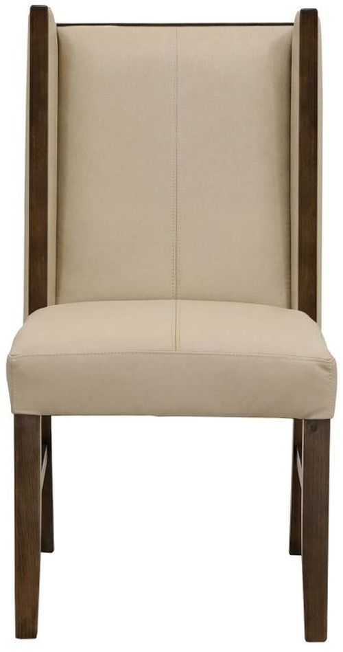 International Furniture Direct Forge Chocolate Brown/Ivory Leather Dining Side Chair-1
