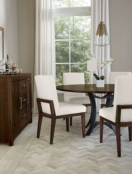 Artisan & Post by Vaughan-Bassett Crafted Cherry by Ben & Erin Napier White/Dark Cherry Upholstered Side Chair-2