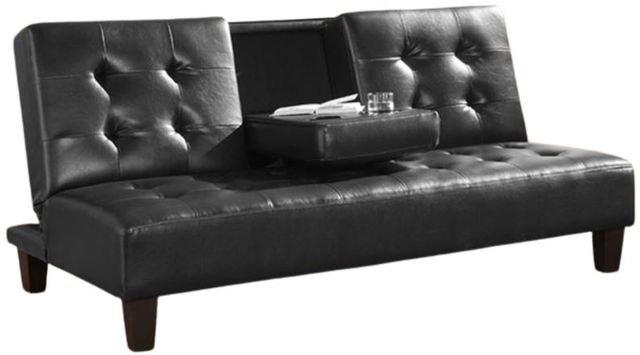 Milton Greens Stars Black Polyurethane Futon with Cup Holder-1