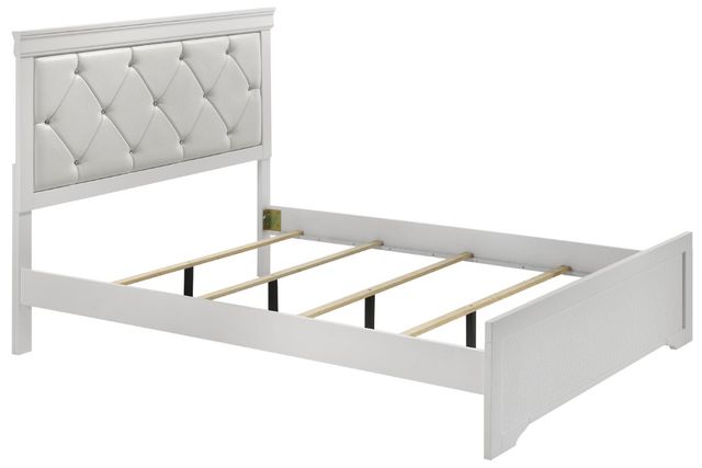 Crown Mark Amalia White Queen Upholstered Panel Bed-2