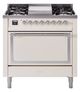 Ilve® Nostalgie II Noblesse 36'' Antique White Pro Style Dual Fuel Range with Chrome Trim-0