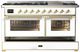 Ilve® Majestic III 60" White Pro Style Dual Fuel Liquid Propane Range with Triple Glass Door and Brass Trim-2