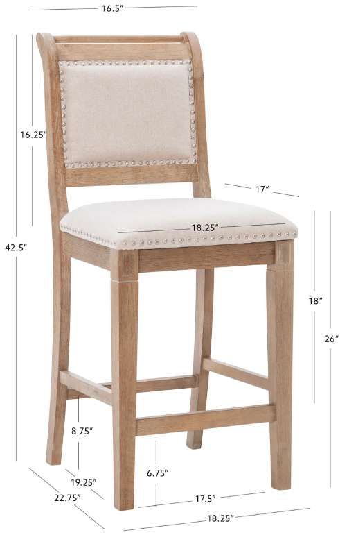 Linon Emmy Natural Upholstered Counter Stool-2