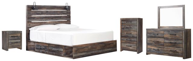Signature Design by Ashley® Drystan 5-Piece Multi King Panel Bookcase Storage Bed Set-0