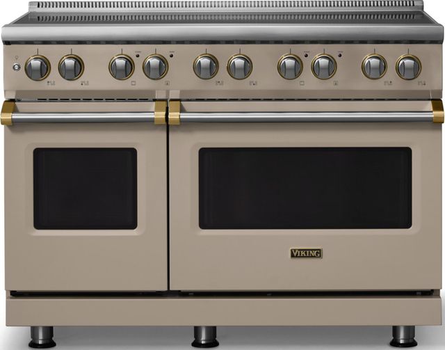 Viking® 5 Series 48" Nantucket Pro Style Induction Range with Brushed Brass Trim-0