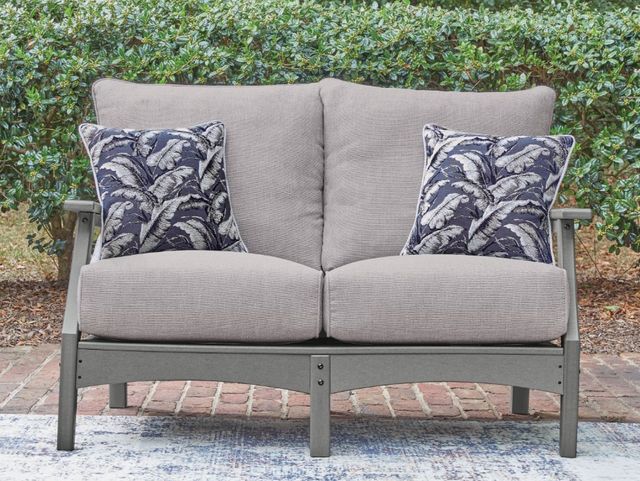 Signature Design by Ashley® Lone View Bay Gray Fabric/Plastic Outdoor Loveseat-1