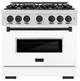 ZLINE Classic Series Autograph Edition 36" Stainless Steel Pro Style Gas Range with White Matte Door and Matte Black Accents-0