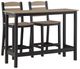 Signature Design by Ashley® Shoreline Beach 3-Piece Beige Wooden Outdoor Counter Table Set with Black Base-0